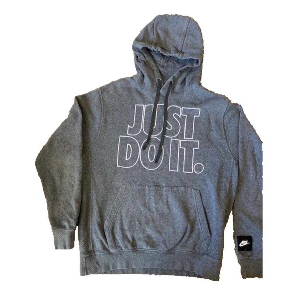 Nike Just Do It Gray Hoodie Sweatshirt with Pockets Mens Size M